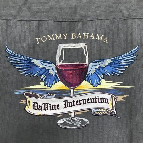 Tommy Bahama Shirt Mens XL Gray Silk Embroidered Original Fit Short Sleeve - Picture 2 of 10
